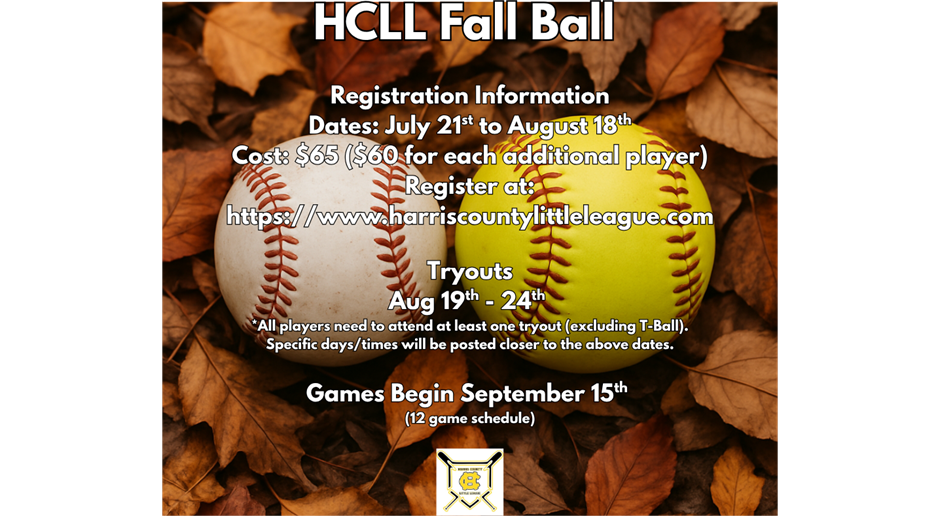 2025 Fall Ball Registration is OPEN!!
